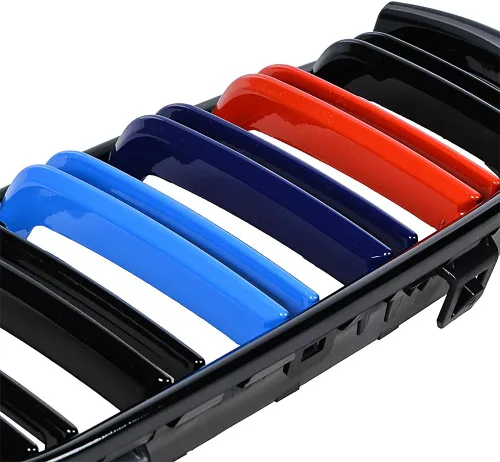 Vista 8 de Par de rejillas de riñón delanteras negras brillantes, radiador de color M compatible con BMW E90 E91 323i 325i 328i 335i 328i 335i Pre-LCI 2005-2008