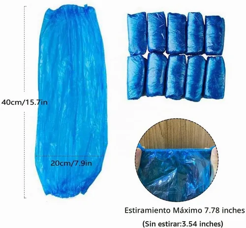 Vista 3 de Fundas desechables para brazos, 100 fundas impermeables de polietileno Azul