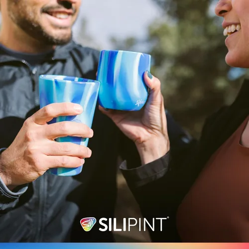 Vista 6 de Silipint Vaso de pinta de silicona de 16 oz – Vaso de silicona reutilizable irrompible sin BPA – Flexible apto para lavavajillas, microondas