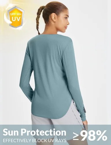 Vista 76 de BALEAF - Camisetas de sol de manga larga para mujer, con FPU 50+, para senderismo, ligeras, de secado rápido, protección contra rayos ultravioleta