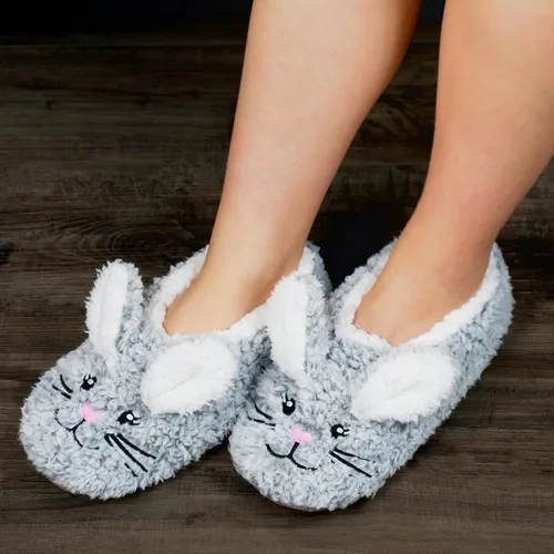 Vista 2 de cosyone1997 Lindas pantuflas de animales para niños, niñas y mujeres, calcetines de casa mullidos con suela antideslizante suave, regalos únicos