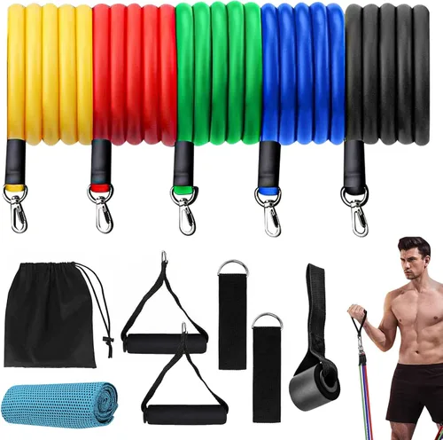 Vista 7 de Bandas de resistencia, juego de bandas de resistencia, bandas de entrenamiento de fuerza, bandas de ejercicio para hombres y mujeres, bandas