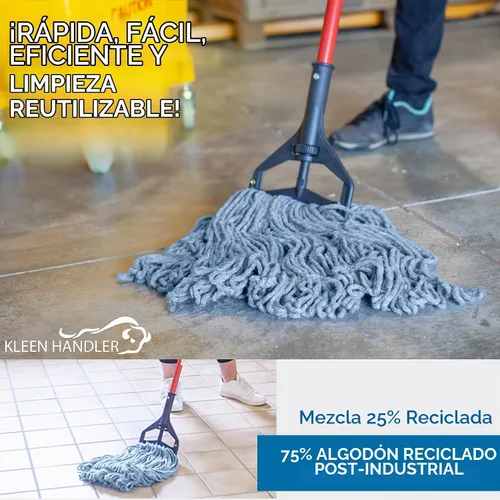 Vista 5 de KLEEN HANDLER Reemplazo de cabezal de trapeador de extremo de bucle comercial resistente, 1 paquete Recambio de cabeza de fregona de hilo