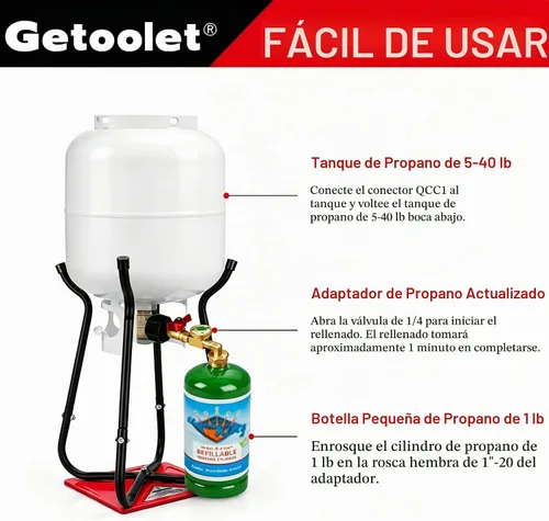 Vista 5 de Adaptador de recarga de propano para tanques de 1 libra, adaptador de codo de recarga de propano con válvula y manómetro, adaptador de propano