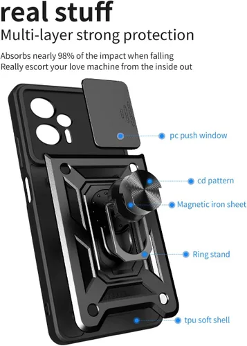 Vista 9 de CCSmall Funda para Xiaomi Poco X4 GT 5G con cubierta deslizante para cámara