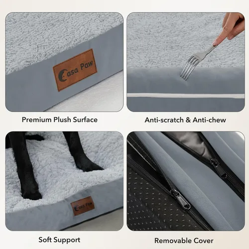 Vista 7 de Cama ortopédica lavable para perros extra grandes, 45 x 35 Gris