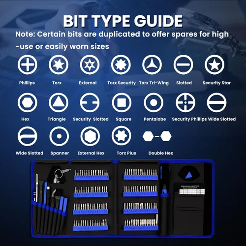 Vista 4 de Juego de destornilladores de precisión de 142 piezas para electrónicos – Kit de herramientas de reparación multi-bit para iPhone, MacBook, laptop