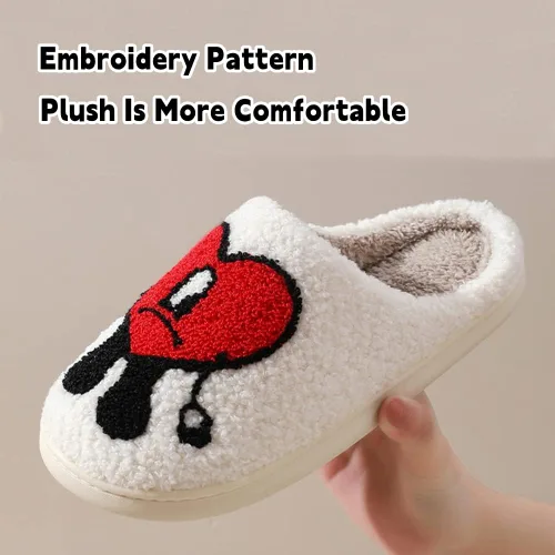 Vista 2 de Zapatos casuales para parejas, lindas pantuflas para mujeres y hombres, pantuflas de forro polar de dibujos animados, pantuflas de felpa