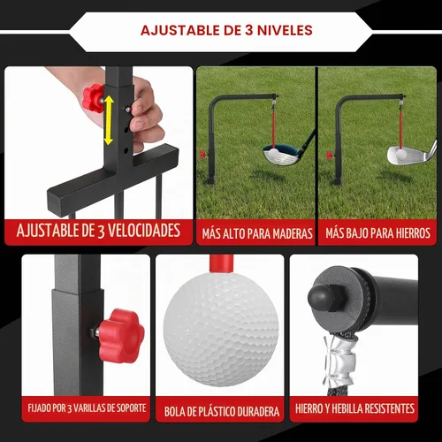 Vista 3 de Entrenador de Swing de Golf - Ayuda de Entrenamiento de Swing de Golf de Hierro Duradera - Accesorios de Golf para Niños y Jóvenes con Bola