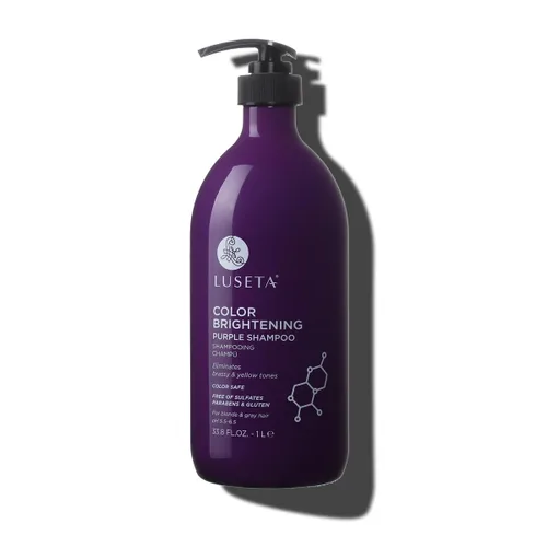 Vista 14 de Luseta - Champú azul para color castaño cobrizo y tonos fríos, depósito de color e iluminación para cabello tratado, 16.9 onzas