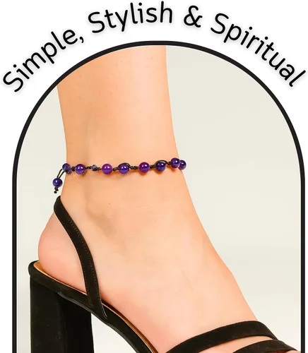 Vista 64 de Amazing Gemstone Crystal Anklet Ankle Bracelets for Women - Waterproof Beaded Healing Crystal Anklets, Plus Size Chakra Gemstone Bead Anklet