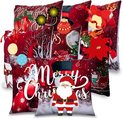 CHANGE MOORE Juego de 8 fundas de almohada navideñas de 18 x 18 pulgadas, fundas de almohada cuadradas para sofá, oficina, dormitorio, decoración