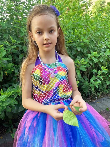 Vista 5 de Kakalver Mermaid Costume for Girls Mermaid Dress LED Light Up for Mermaid Birthday Decorations Halloween Dress Up Gifts