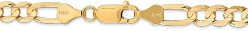 Vista 3 de Collar de cadena Figaro abierto cóncavo de oro amarillo macizo de 14 quilates de 0.236in, con cierre de mosquetón seguro, Metal