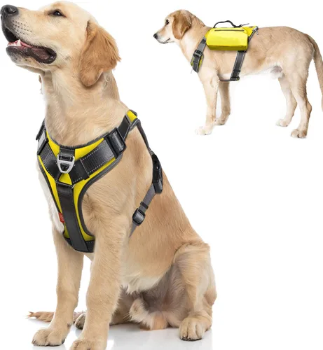 Vista 14 de Fida - Arnés resistente para perro, pechera para viaje, campamento o senderismo. Para perro pequeño, mediano y grande, con 2 bolsillos laterales