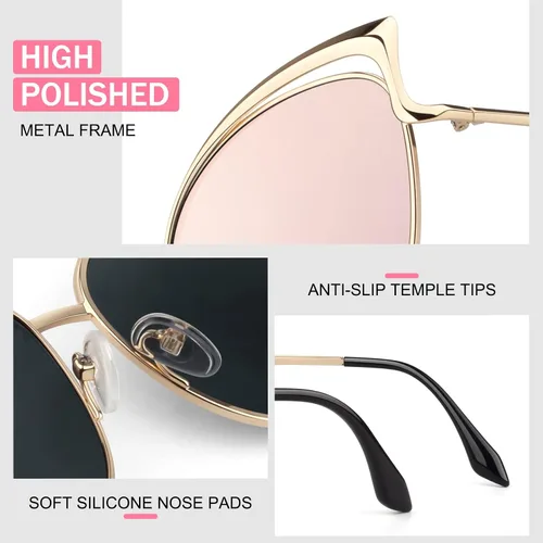 Vista 3 de GQUEEN Gafas de sol de gran tamaño para mujer, polarizadas, ojo de gato, protección UV400