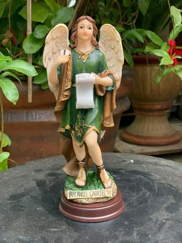 Vista 4 de Figura de estatua de arcángel Gabriel de 8.5 pulgadas, ángel religioso, blanco