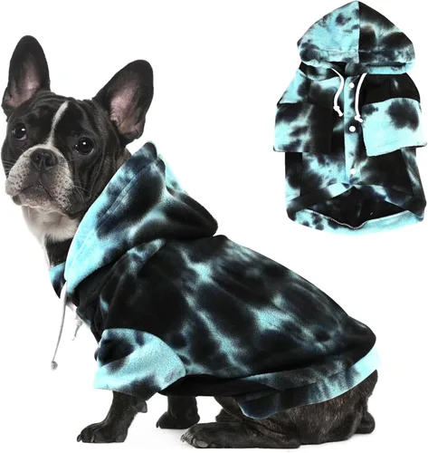 Vista 16 de Mklhgty Sudadera con capucha para perro de tie dye, abrigo de invierno para perros pequeños - capucha cálida y ajustable ultrasuave, tela