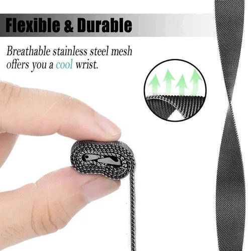 Vista 4 de ECSEM - Correas de metal compatibles con iTouch Sport 4, correas de repuesto ajustables de acero inoxidable, correa de reloj de liberación rápida