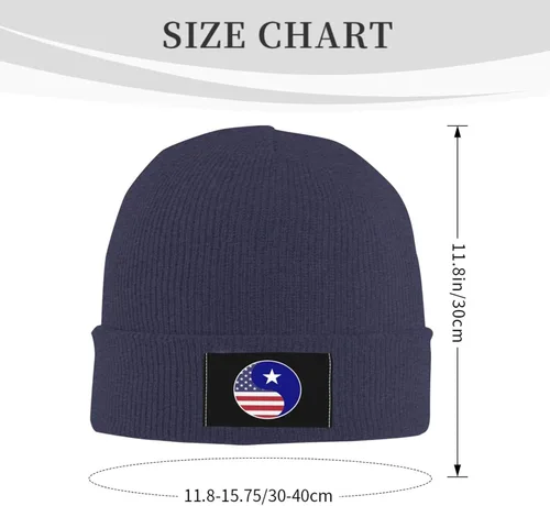 Vista 3 de LIICHEES Yin Yang Flag Combination of America and Bonnie Blue Flag Beanie Hat for Men Women Warm Cozy Knit Skull Cap Acrylic Winter Hats