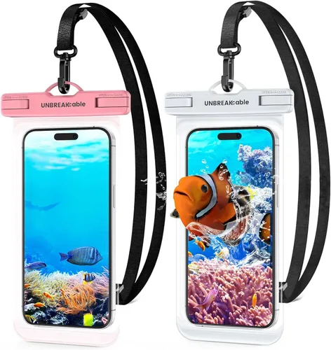 Vista 12 de UNBREAKcable Funda impermeable para teléfono, paquete de 2 fundas impermeables IPX8 para iPhone 17, 16, 15, 14, 13, 12 Pro Max, Samsung S25, S24