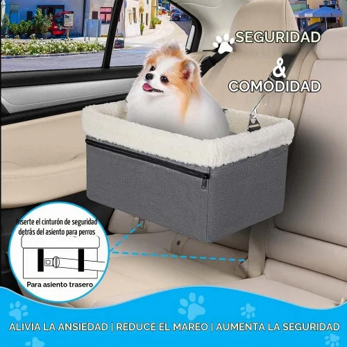 Vista 9 de Asiento elevador de coche para perros pequeños y gatos, elevado con marco de metal
