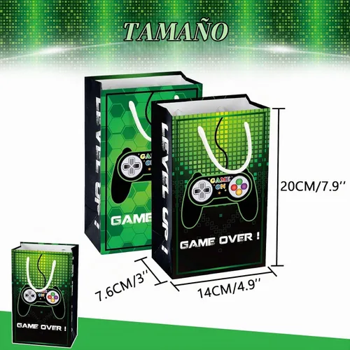 Vista 2 de WERNNSAI 16 bolsas verdes para fiesta de videojuegos