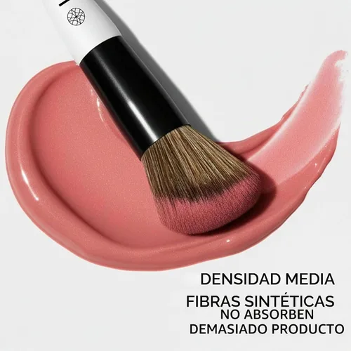 Vista 8 de Lamora - Brocha de maquillaje de doble extremo, rubor + corrector, cepillo facial en ángulo doble Negro (Duo Blush)