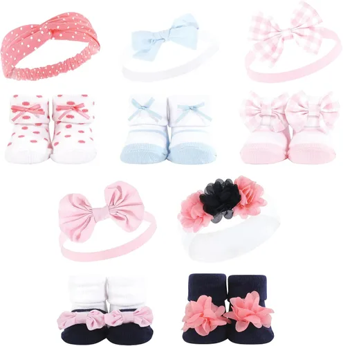 Vista 4 de Hudson Baby Conjunto de regalo de diadema y calcetines para niña Puntos rosados