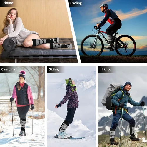 Vista 6 de IRAMY Calcetines de esquí volcánico de lana merina, 2 paquetes para esquí, snowboard, clima frío, calcetines térmicos hasta la rodilla