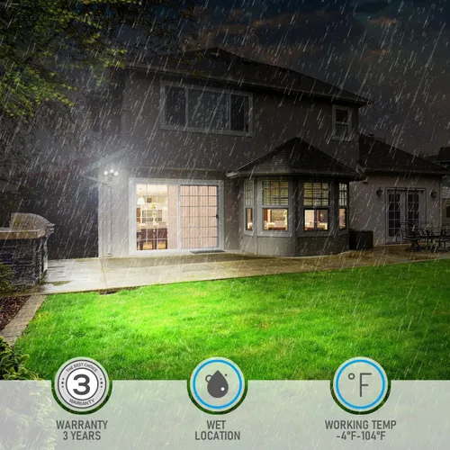 Vista 6 de LEONLITE Luz de seguridad LED 3CCT con sensor de movimiento, luces de inundación de aluminio para exteriores, 3 modos de detector de movimiento+del