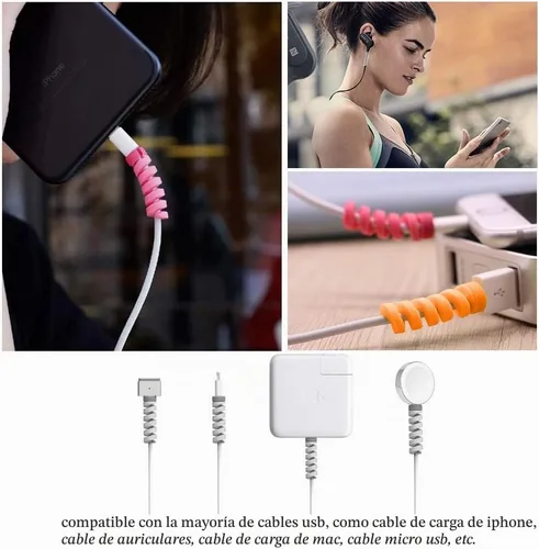 Vista 6 de 36 piezas de protectores de cable para iPhone iPad, protectores de extremo de cable con 2 clips de cable de escritorio, VIWIEU protector de cable