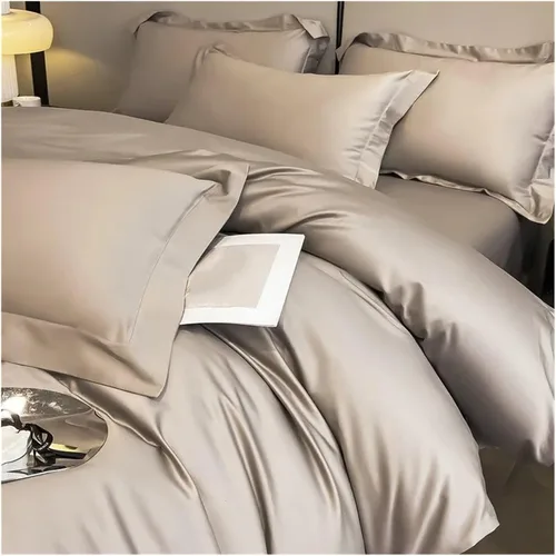 Vista 6 de Bed, Bedding Sets Cotton Solid Color Double Twin 4 Piece Duvet Cover Set Flat Sheet Pillowcase