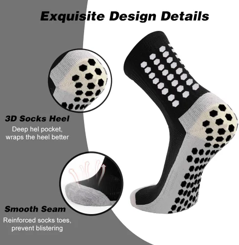 Vista 3 de Paquete de 8 calcetines de fútbol para hombre, antideslizantes, almohadillas de agarre antideslizantes para fútbol, baloncesto, deportes, calcetines