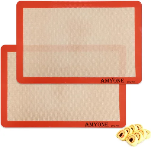 Vista 18 de AMYONE Alfombrilla para hornear de silicona de un cuarto, 2 piezas de alfombrillas para hornear de silicona antiadherente, hoja para galletas