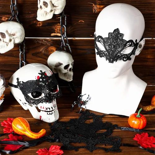 Vista 7 de Chivao 50 máscaras de encaje venecianas para mascarada, máscara de Mardi Gras, máscaras flexibles para carnaval, cumpleaños, día de San Valentín