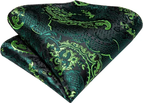 Vista 185 de Hi-Tie Corbatas de seda para hombre, diseño de cachemira a rayas, con bolsillo, gemelos cuadrados, conjunto formal de negocios