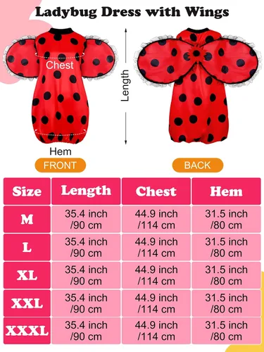 Vista 2 de AOTHSO Conjunto de 7 piezas de disfraz de mariquita para mujer, disfraz de mariquita para adultos, diadema, anteojos, calentadores de piernas