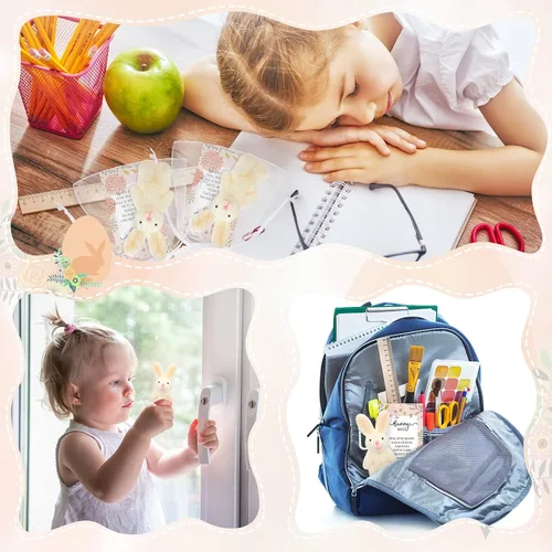 Vista 6 de Fuutreo 24 juegos de conejito de peluche para decoración de regalo, mini conejito de peluche con tarjetas de abrazo de agradecimiento, bolsas