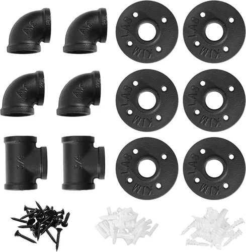 Vista 7 de HITOMEN Tubo de metal industrial de 3/4 pulgadas x 11.25 pulgadas (10 piezas) – Tubos roscados negros de hierro resistente para montaje en pared