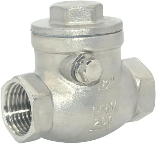 Vista 4 de 1/2" Válvula de retención de giro de acero inoxidable SS316, rosca hembra NPT x hembra, WOG 200 PSI PN16 CF8M