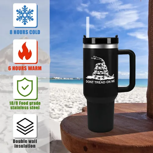 Vista 3 de Vaso de 40 onzas con asa y pajilla, regalos para papá de hija, hijo, niños, taza de café de viaje de acero inoxidable con aislamiento al vacío