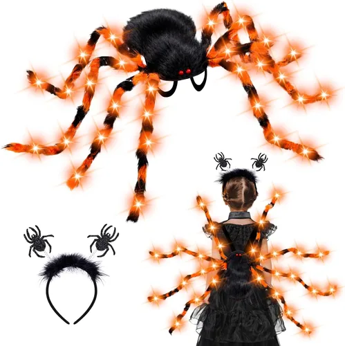 Vista 10 de Garma Light Up Spider Costume for Kids, 60 LED Halloween Spider Backpack Azul y negro