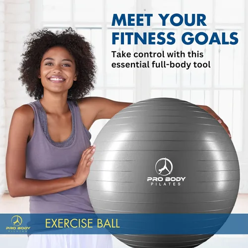 Vista 5 de ProBody Pilates Pelota de ejercicio (21.7 in) y 5 bandas de resistencia para estabilidad, barras, yoga, entrenamiento básico y terapia física