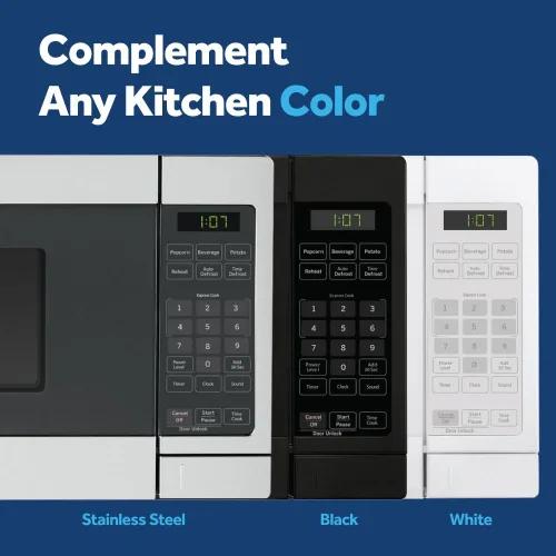 Vista 6 de GE GCHK07N1WBB - Horno microondas para encimera, 700 vatios, 0.7 pies cúbicos, negro, GCHK07N1WBB 4 Convenience Cook Settings, One-Touch Controls