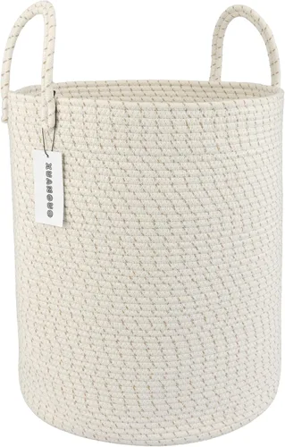 Vista 11 de XUANGUO - Cesta de lavandería de cuerda de algodón, cesta tejida de almacenamiento para ropa, cesta de mimbre para sala de estar, dormitorio, cesta