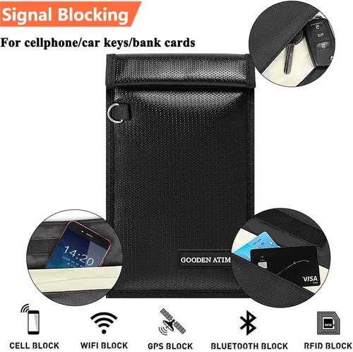 Vista 2 de Faraday - Bolsa para teléfonos, bolsa de bloqueo de señal RFID, jaula Faraday, emisión de señal para protección de privacidad, antirastreo, bolsa