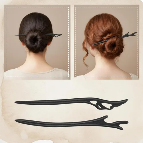 Vista 6 de 8 palillos de madera para el cabello, horquilla china, vintage, chignon, palillos hechos a mano para cabello largo, moños, accesorios Hanfu