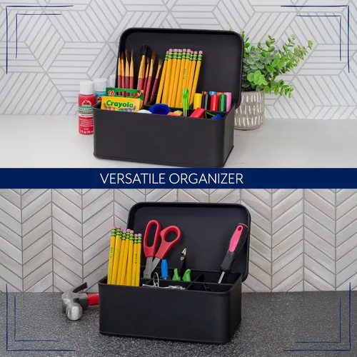 Vista 7 de AuldHome Design Caja de Bolsitas de Té Enlozada (Negro), Lata de Almacenamiento de Té de Estilo Clásico y Elegante