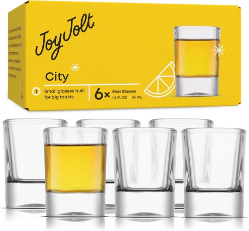 Vista 9 de JoyJolt Set de 6 vasos de trago corto de base pesada, vasos de tragos de 2 onzas